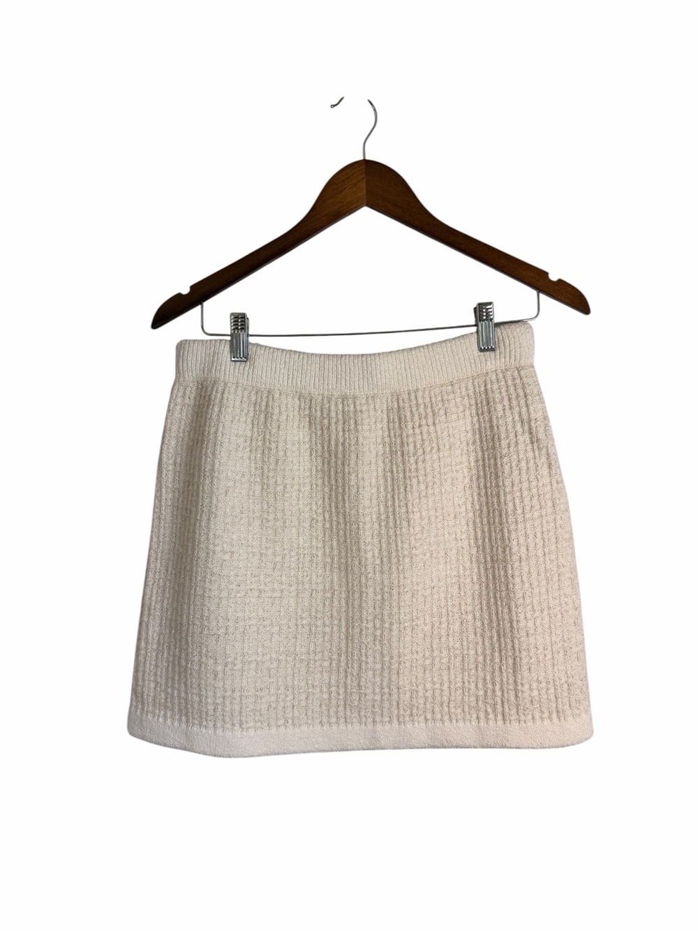 Rachel Zoe Cream Textured Knit Pull On Skirt Gold Metallic Women’s Sz Medium